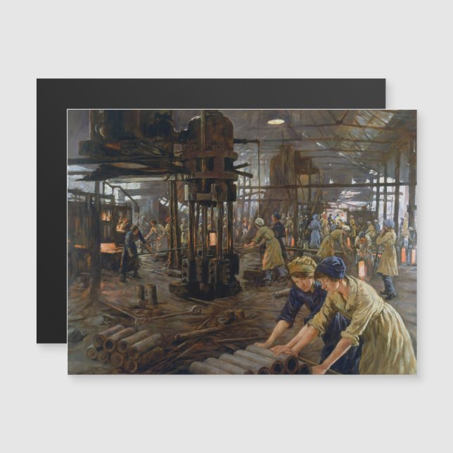 Carte Magnétique WW1 1918 Les femmes qui travaillent dans une usine (Devant / Derrière)