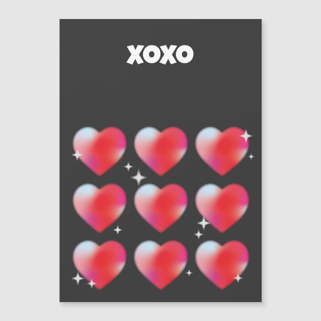 Carte Magnétique Xoxo coeur rouge romantique Saint Valentin (Devant)
