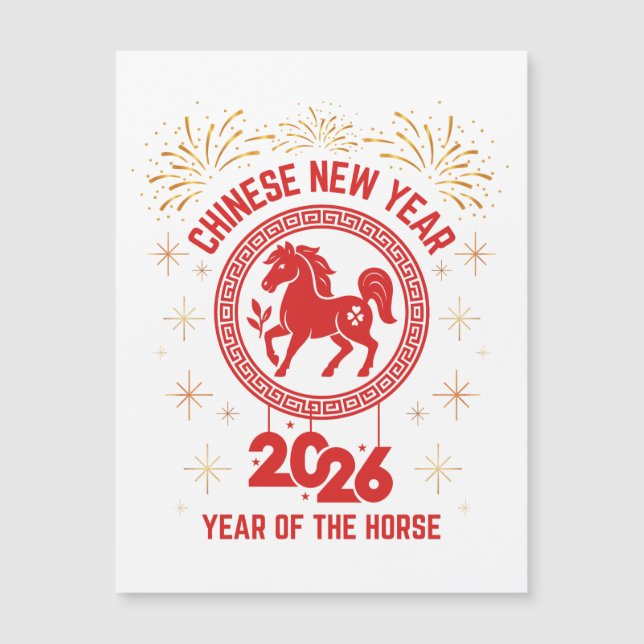 Carte Magnétique Year of the horse chinese new year 2026 (Devant)