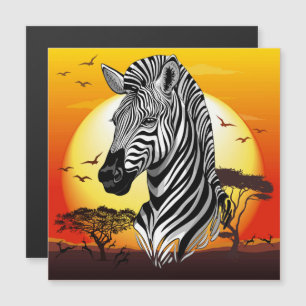 Carte Magnétique Zebra African Savanna Wild Animal