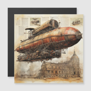 Carte Magnétique Zeppelin Steampunk vintage (3)