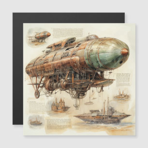 Carte Magnétique Zeppelin Steampunk vintage (4)