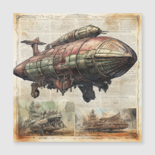 Carte Magnétique Zeppelin Steampunk vintage (6)