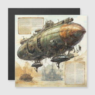 Carte Magnétique Zeppelin Steampunk vintage (8)