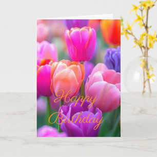Carte Magnifique Bouquet Fleur de Tulipe Rose Hiver Ann