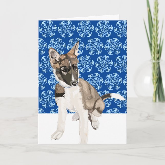 Carte Magnifique chiot Husky Noël Blank  (Devant)