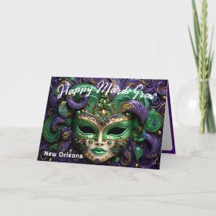 Carte 💚 💜 💛 magnifique Mardi Gras