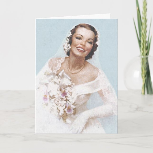 Carte Magnifique Mariée Vintage, Bleu (Devant)