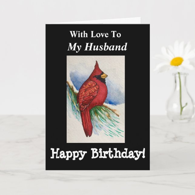 Carte Magnifique Pour Mon Mari Cardinal Grand Anniversai (Petite plante)
