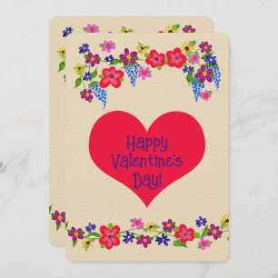 Carte Magnifique Saint Valentin Coeurs et fleurs