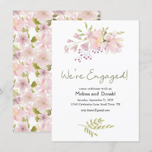 Carte Magnolia Floral Élégant Fiançailles Rose