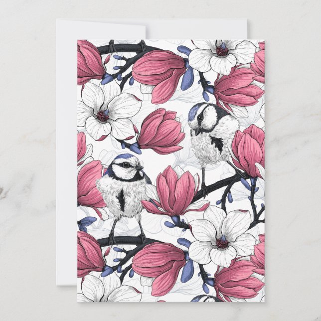 Carte Magnolia rose et métis bleu (Devant)