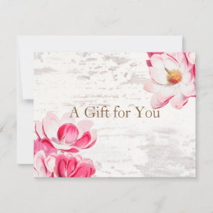 Carte Magnolia rose Rustique Patiné Bois