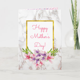 Carte Magnolias aquarelles sur fond de marbre pour la Fê