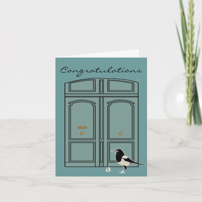 Carte Magpie noir et blanc par portes françaises turquoi (Devant)