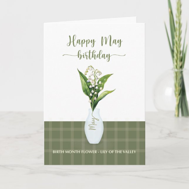 Carte Mai Anniversaire Lily de la Vallée Mois de naissan (Devant)