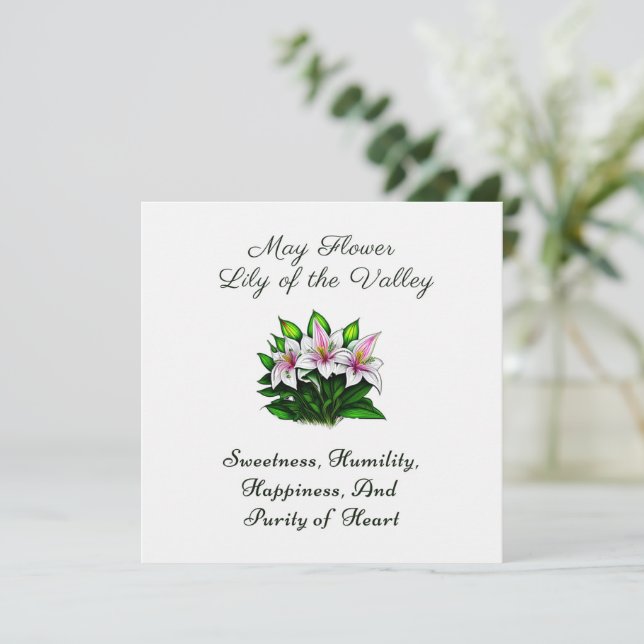 Carte Mai Mois de naissance Lys de fleurs de la vallée F (Debout devant)