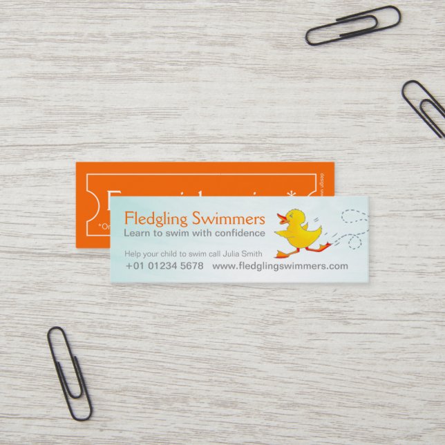 Carte maigre de promotion d'affaires d'instructeur (Devant/Arrière en situation)