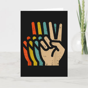 Carte Main de la paix Couleurs Rétro Vintage 70s Hipe Ho