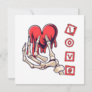 Carte Main de squelette symbolique de l'amour offrant un