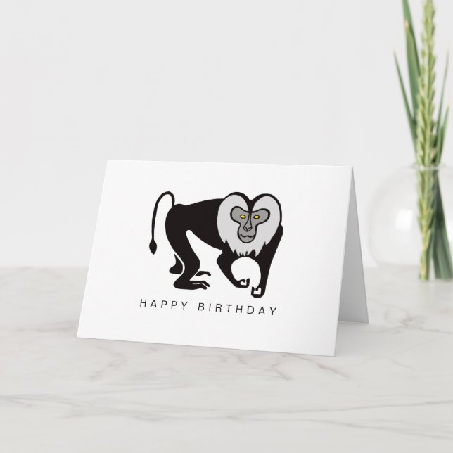 Carte Main dessinée - MACAQUE - Singe - Faune - Nature (Devant)