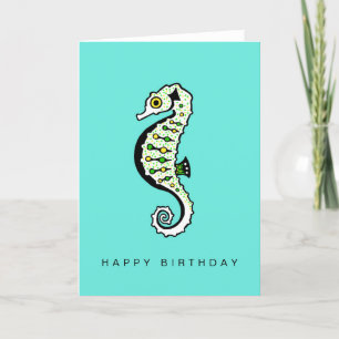 Carte Main dessinée - SEAHORSE - Faune - Aqua