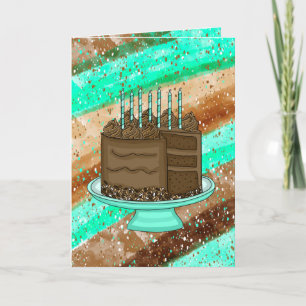 Carte Main dessinée Turquoise et Brown Joyeux anniversai