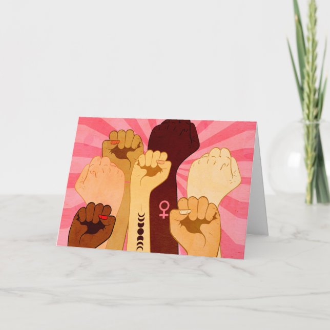Carte Main féminine avec poing levé (Devant)