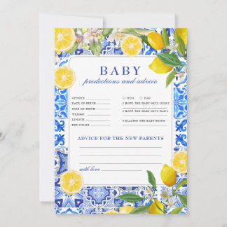 Carte Main squeeze Baby Shower Predictions Advice game
