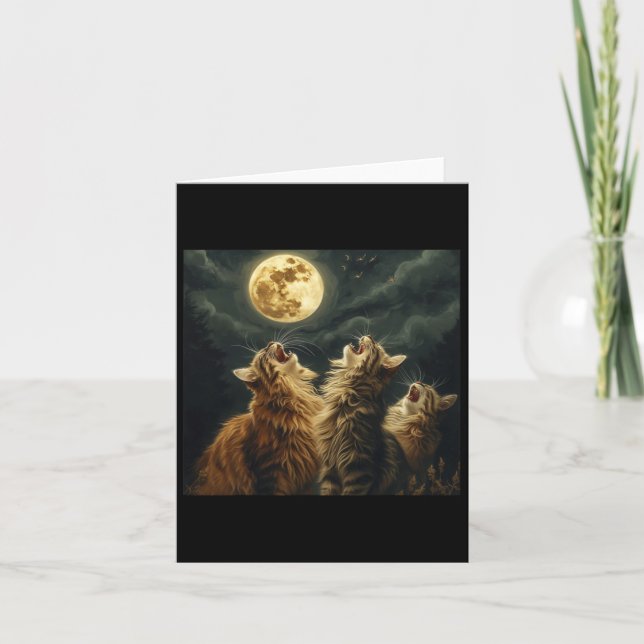 Carte Maine Coon Howl Sur Moon Amoureux des chats (Devant)