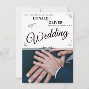 Carte Mains d'un couple de Mariages gais avec anneaux