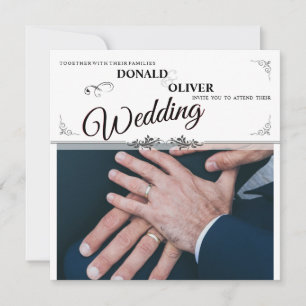 Carte Mains d'un couple gay de mariage avec des anneaux