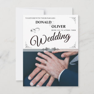Carte Mains d'un couple gay de mariage avec des anneaux