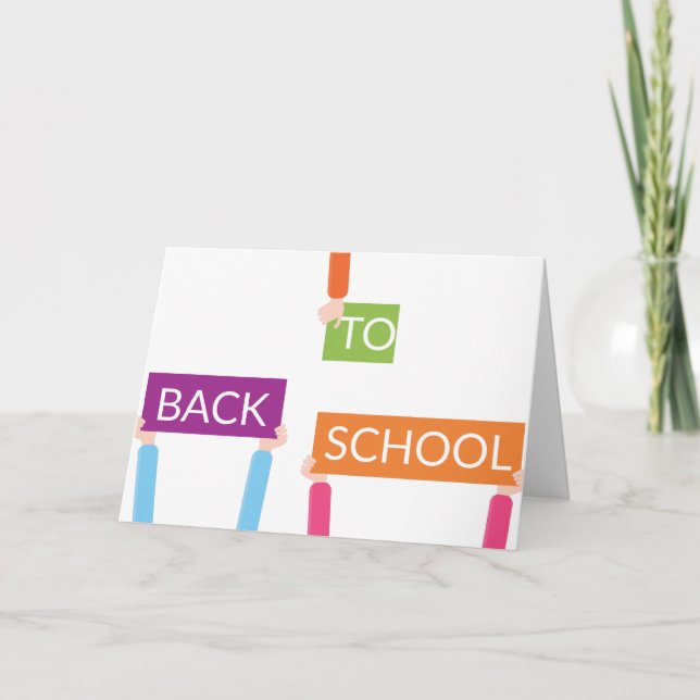 Carte Mains tenant des pancartes RETOUR À L'ÉCOLE (Devant)