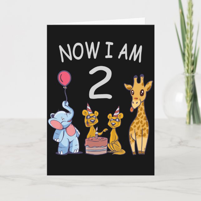 Carte Maintenant, j'ai 2 ans 2e anniversaire au Zoo (Devant)