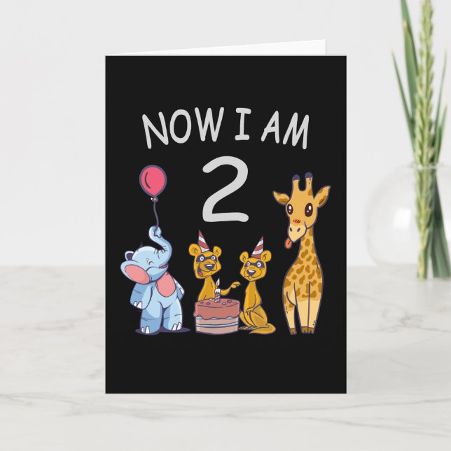 Carte Maintenant, j'ai 2 ans 2e anniversaire au Zoo (Devant)