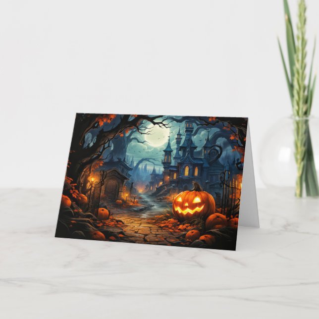 Carte Maison ancienne hantée - Happy Halloween (Devant)