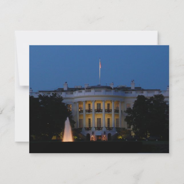 Carte Maison Blanche de Noël à la nuit à Washington DC (Devant)