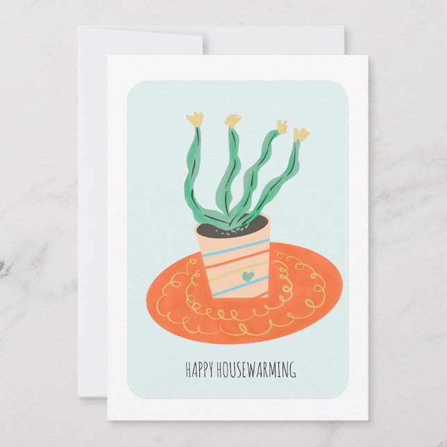 Carte Maison Cactus Maison Plante Art Nouveau Home Card (Devant)