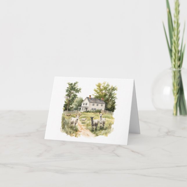Carte Maison de campagne avec mouton BLANC (Devant)