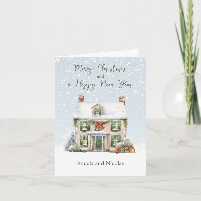 Carte Maison de Noël en Neige (Devant)