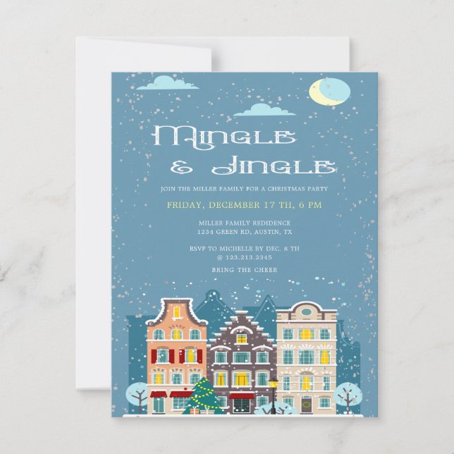 Carte Maison de Noël se mêler et jingler fête de vacance (Devant)