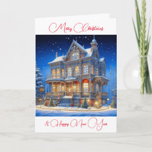 Carte Maison de Noël Snowy personnalisée