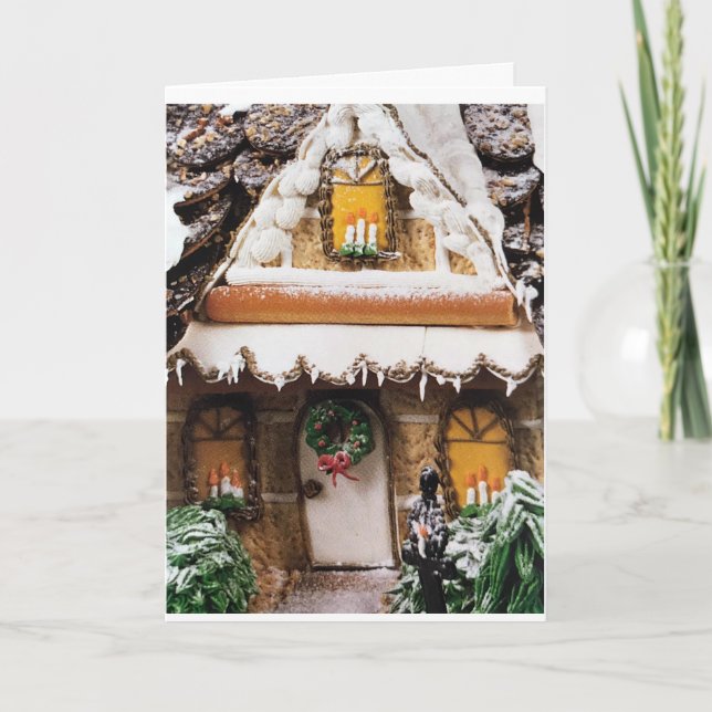 CARTE **MAISON DE PAIN DE GINGERBREAD POUR SAISON DE NOË (Devant)