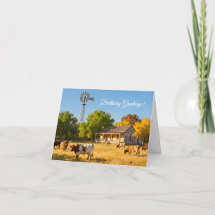 Carte Maison de ranch du Texas et Longhorns pour un anni