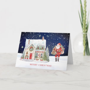 Carte Maison de village de Noël Père Noël