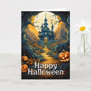 Carte Maison éffrayante hantée - Happy Halloween