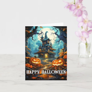 Carte Maison éffrayante hantée - Happy Halloween