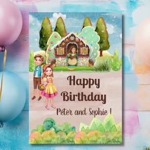 Carte Maison en pain d'épices anniversaire des jumeaux H