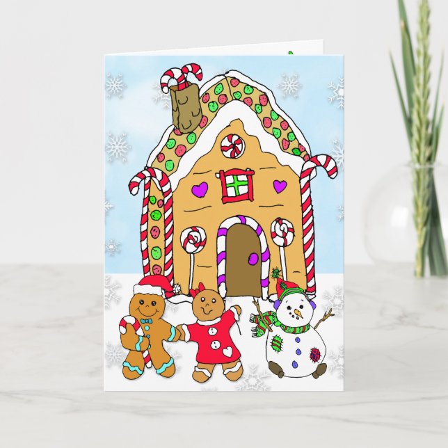 Carte Maison en pain d'épices Holly Jolly Christmas (Devant)